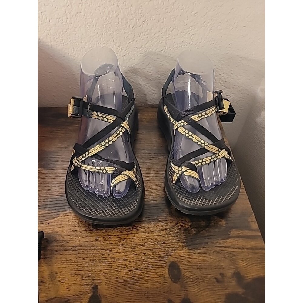 Chaco ZX/2 Toe Loop Sandals Blk Yellow  Wmn 8 Outdoor Hiking  Waterproof